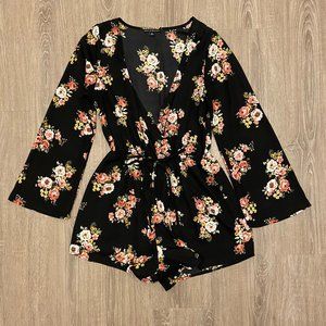Floral Long Sleeve Short Romper
